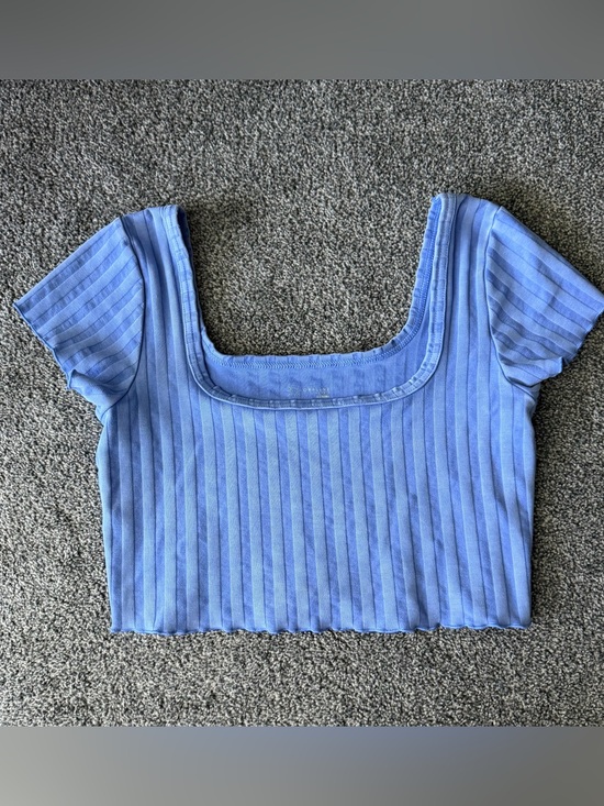 aerie Tops - aerie Periwinkle Ribbed Square-Neck Crop Top